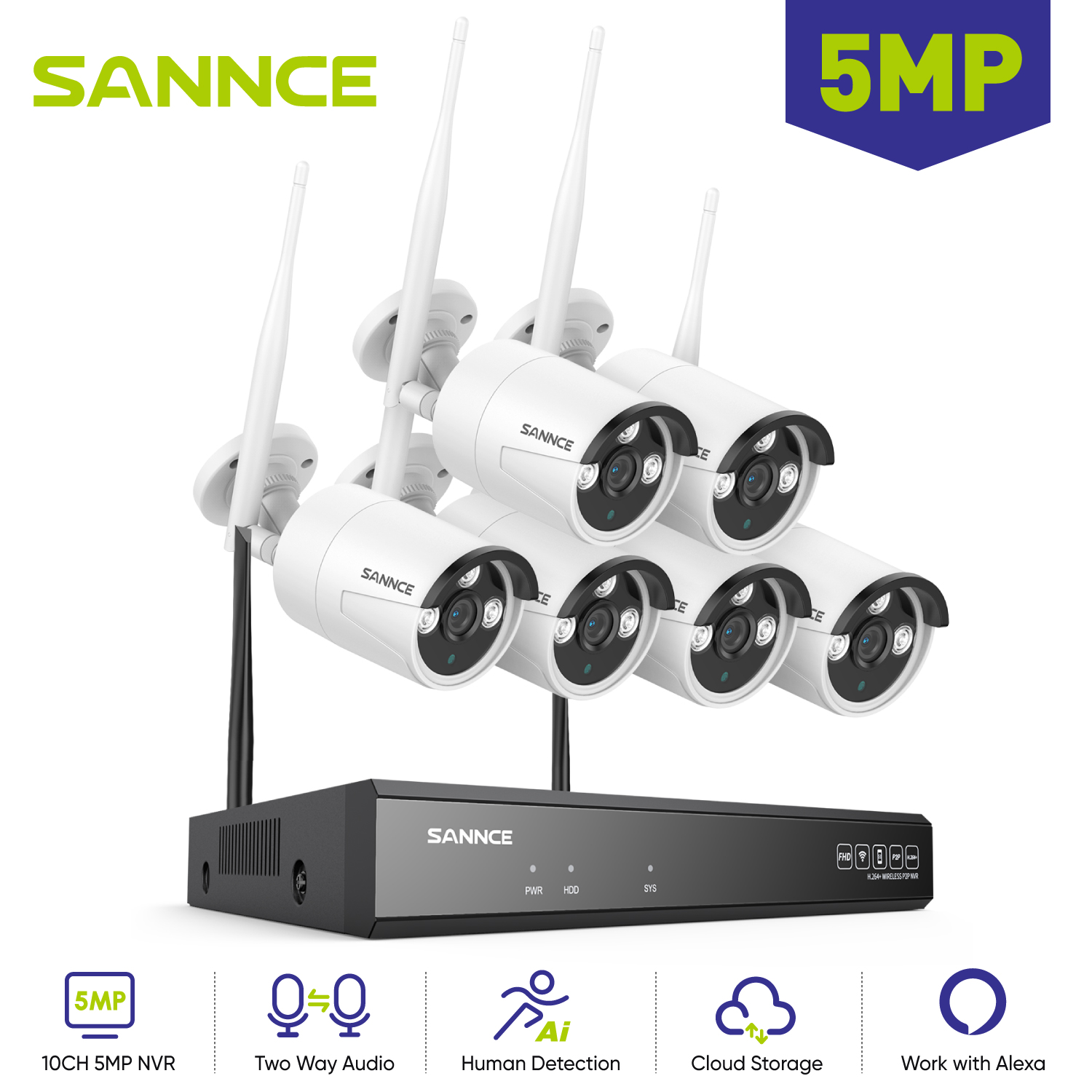 Home Security And Monitoring - SANNCE 6PCS 5MP Wifi Camera IP