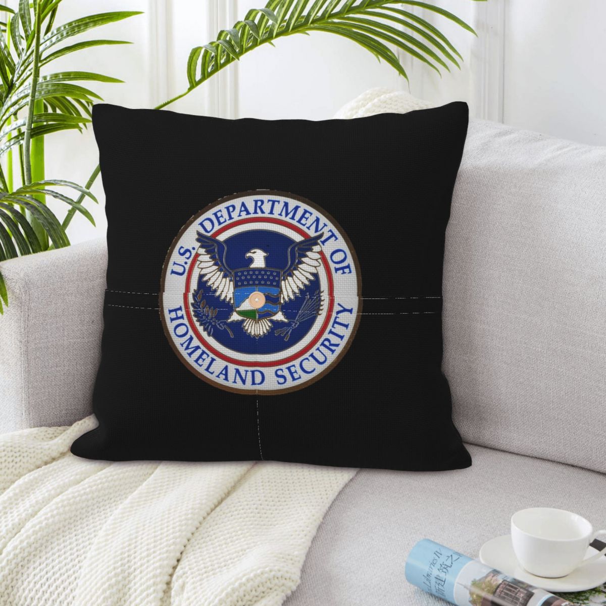 Home Security Department Us - DHS - Federa per cuscino quadrata