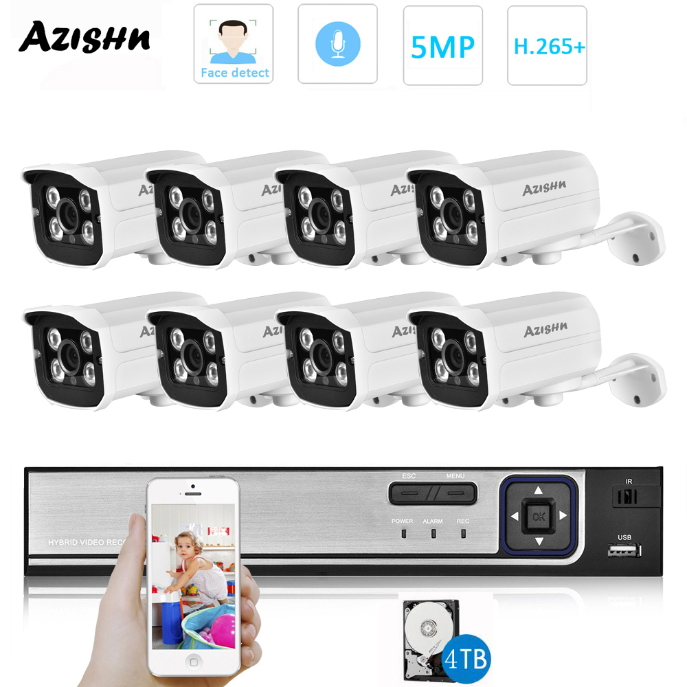Home Security Video Recording Systems - H.265 HD 5MP POE NVR Kit