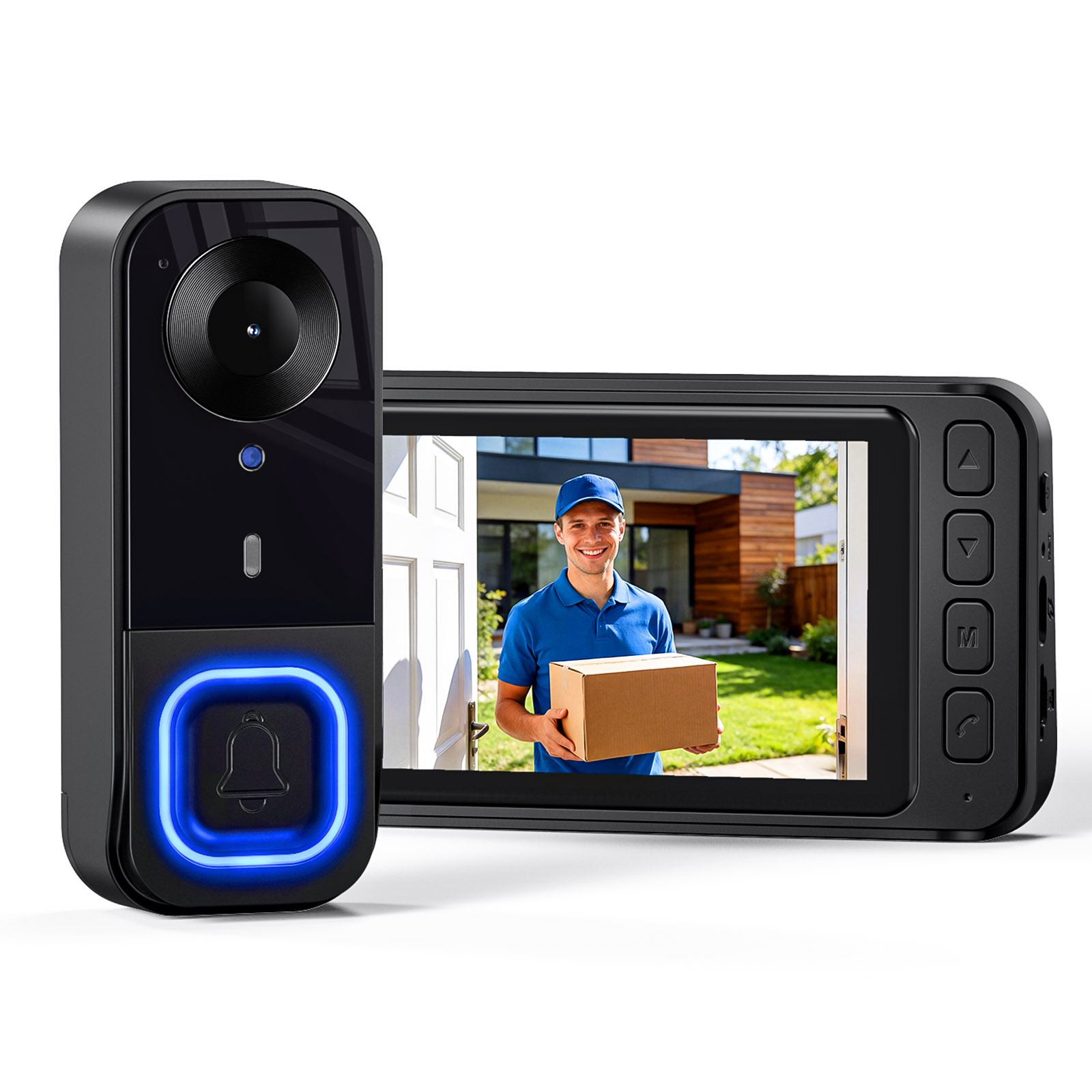 Home Security No Monthly Fee - Videocitofono con Telecamera HD, Visione Notturna,