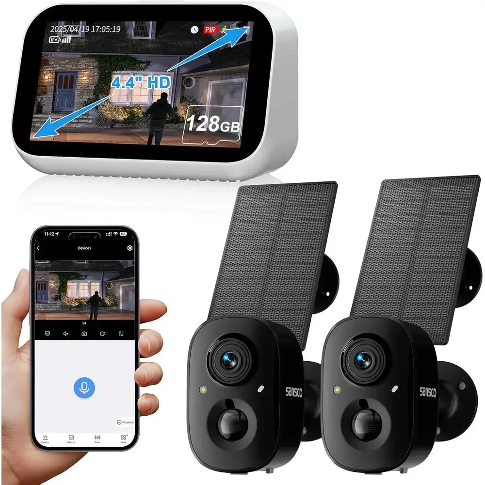 Home Security No Monthly Fee - Telecamere di sicurezza solari 2K wireless