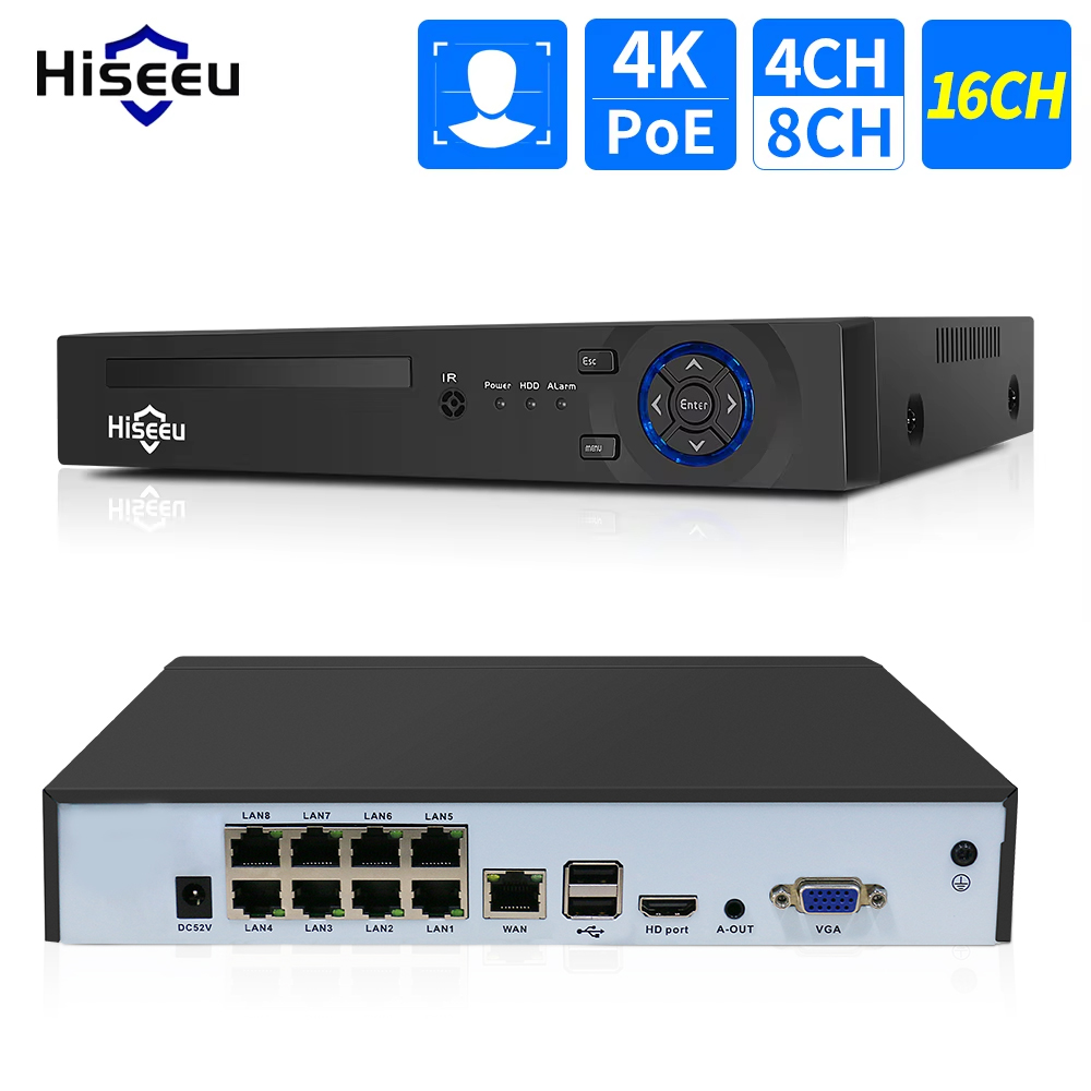 Hiseeu 4CH 10CH 16CH 4K 8MP 5M - Home Security Camera recensione e prezzo